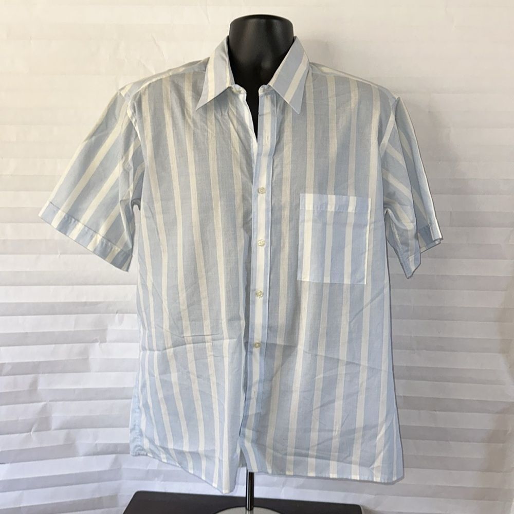 Pierre Cardin Blue/White Stripe Casual Button Down Shirt Men's Size XL